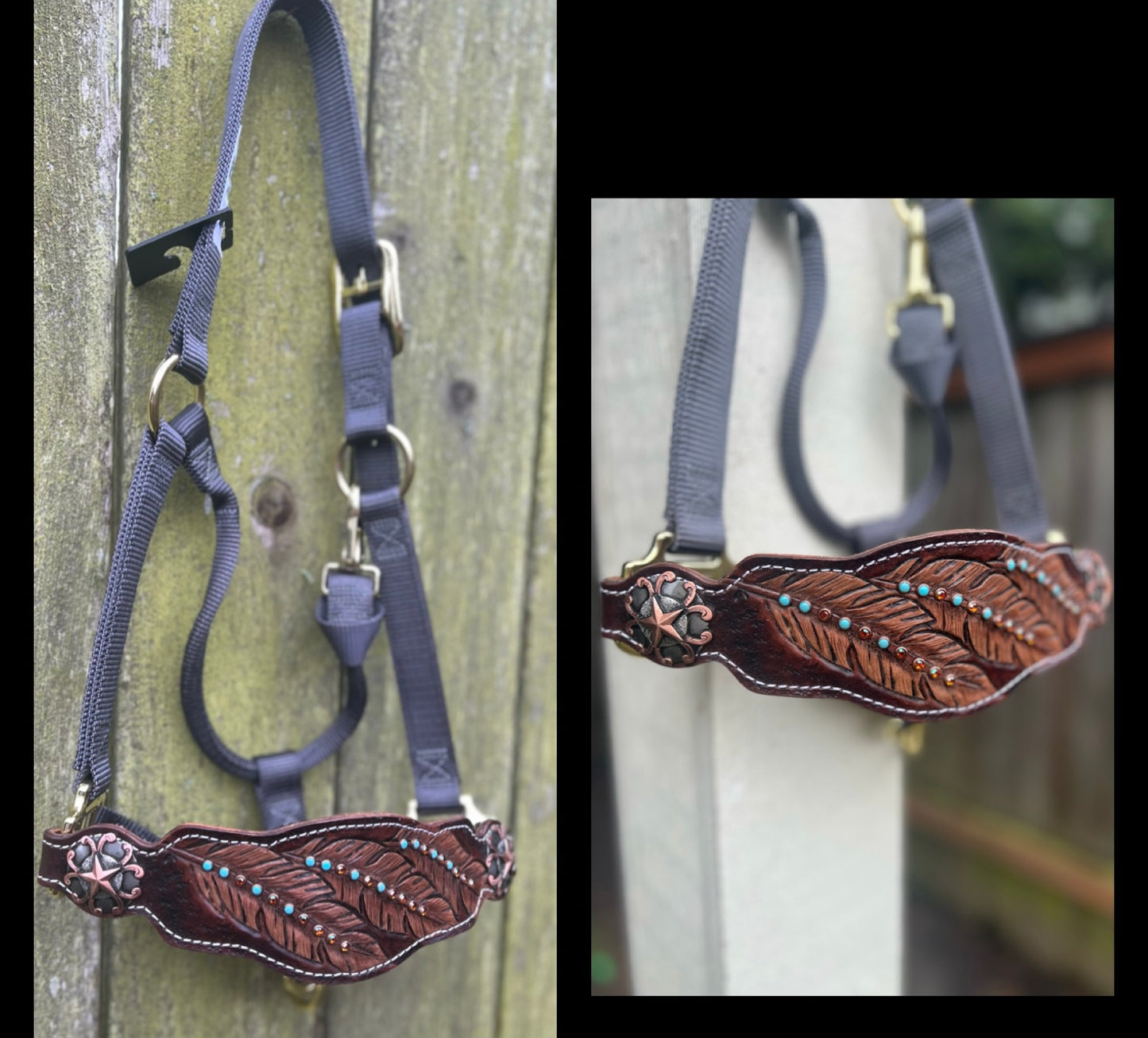 Handmade Natural 3 Feather Halter